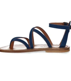 Sandales Epicure Cuir Velours Bleu