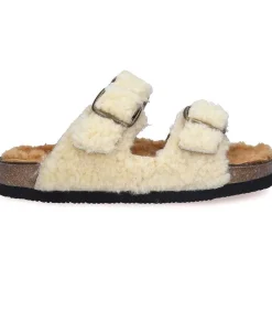 Sandales Shearling Champagne/Camel