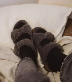 Sandales Shearling Gris/Gris