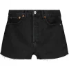 Short A Taille Haute En Denim Noir Surteint