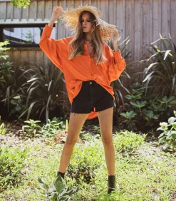 Short A Taille Haute En Denim Noir Surteint