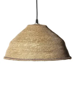 Suspension En Jute Beige Boheme Lisere Bleu, Rose Et Vert