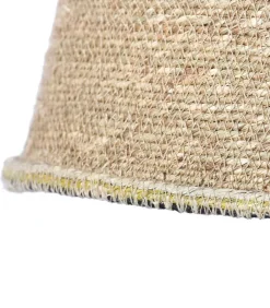 Suspension En Jute Beige Boheme Lisere Noir, Jaune Et Kaki