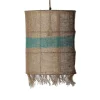 Suspension Rectangulaire En Jute Et Bande Turquoise