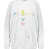 Sweat-Shirt Vintage Brode Love Light Gris