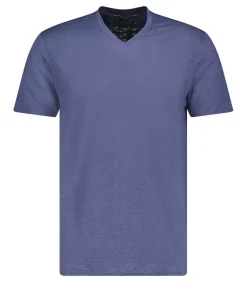 Tee-Shirt Homme Col V Manches Courtes Lin Venice Blue